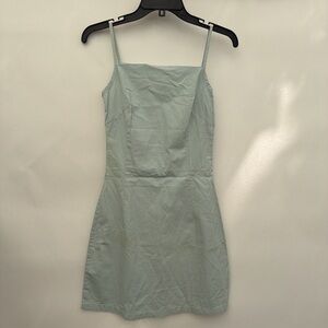 Vintage Cimarron Minimal Square-Neck Mini Dress - Light Sage